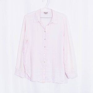 J. JILL Light Pink 100% Linen Button Down Long Sleeve Shirt Size M